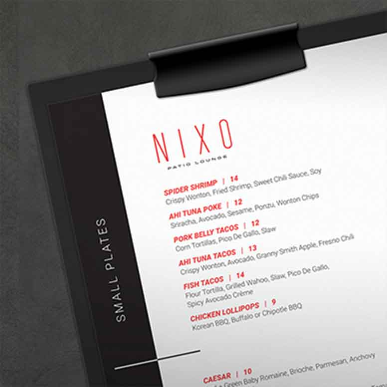 Nixo menu design
