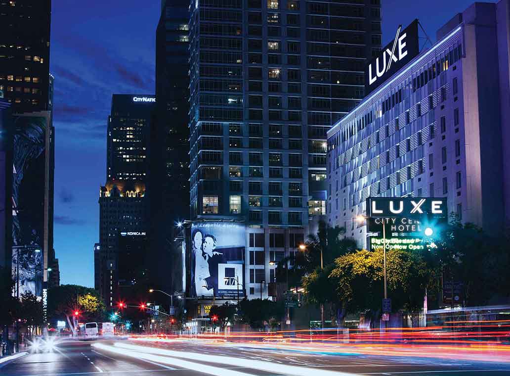 Luxe building at night