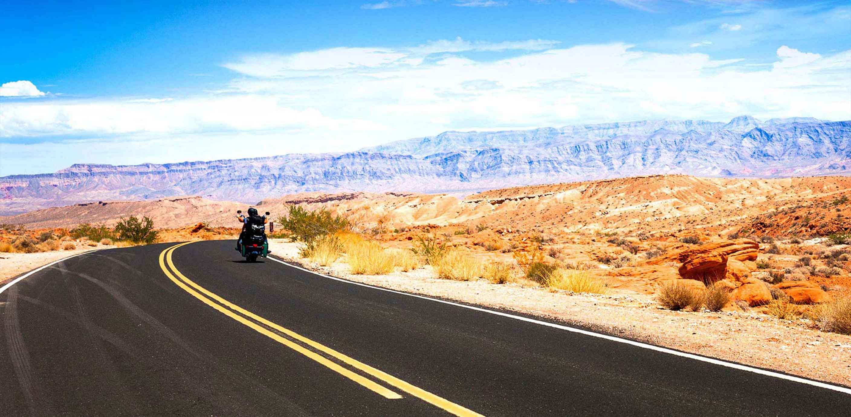 Motorcycle on the road to Pahrump