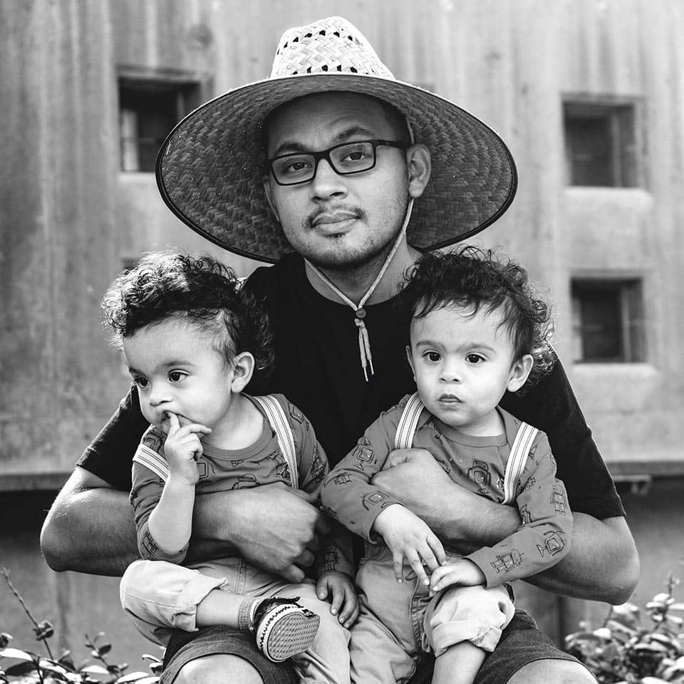 Jimi Ramirez with twin babies