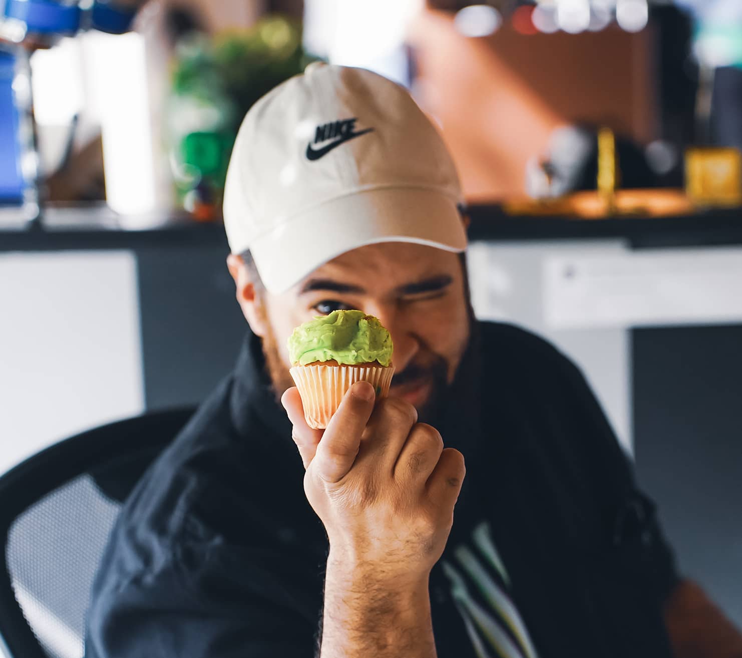 Shawn and the green cupcake