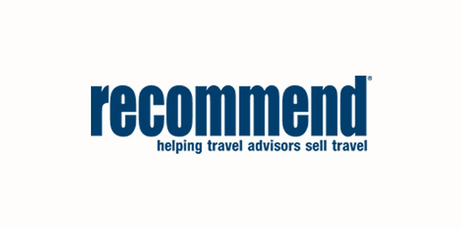 The word recommend with the tagline helping travel advisors sell travel underneath.