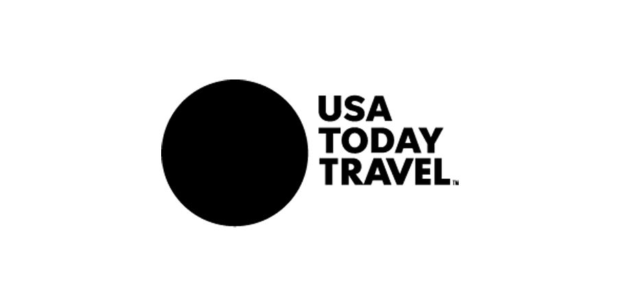 USA Today Travel logo with a large black circle next to the words USA Today Travel in bold black text.
